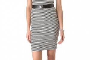 L'AGENCE Stripe Fitted Dress with Belt