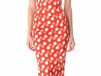 L&#039;Wren Scott Bomb Print Bust Pleat Dress