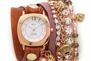 La Mer Collections Champagne Stones Crystal Wrap Watch