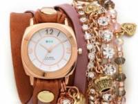 La Mer Collections Champagne Stones Crystal Wrap Watch