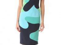 Lela Rose Colorblock Camouflage Dress