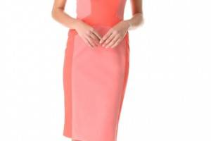 Lela Rose Tonal Block Sheath Dress