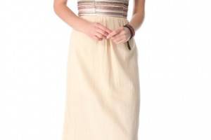 Love Sam Embroidered Stripe Gauze Maxi Dress