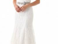 Love, Yu Strapless Lace Gown