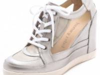 Luxury Rebel Shoes Carlton Metallic Wedge Sneakers