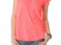 Maison Scotch Linen Mix Tee with Special Neck Trim