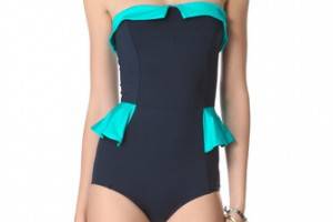 Marc by Marc Jacobs Colorblock Peplum One Piece Swimsuit