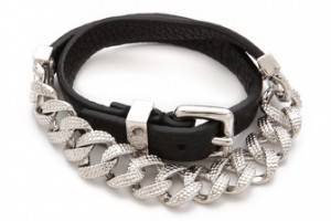 Marc by Marc Jacobs Leather & Chain Double Wrap Bracelet