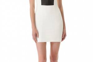 Mason by Michelle Mason Leather Inset Tank Dress