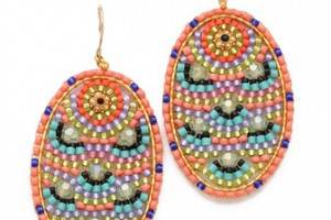 Miguel Ases Beaded Oval Earrings