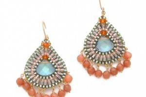 Miguel Ases Beaded Teardrop Earrings