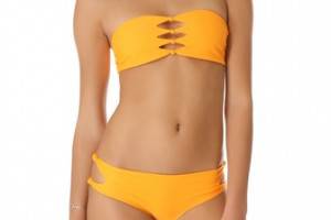 MIKOH SWIMWEAR Monaco Cutout Knot Bandeau Bikini Top