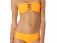 MIKOH SWIMWEAR Monaco Cutout Knot Bandeau Bikini Top