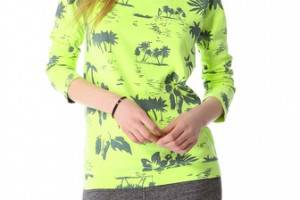 MONROW Hawaiian Print Boyfriend Sweatshirt