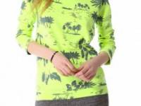 MONROW Hawaiian Print Boyfriend Sweatshirt