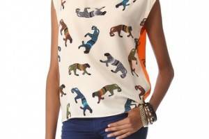 MSGM Panther Monkey Silk Top