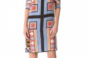 MSGM Patchwork Long Sleeve Dress