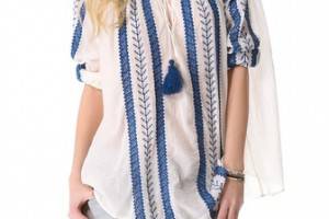 Nili Lotan Bohemian Embroidered Blouse