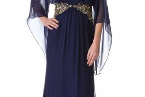 Notte by Marchesa Long Sleeve Gown with Beaded Waist