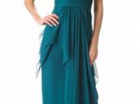 Notte by Marchesa One Shoulder Chiffon Gown with Cascading Skirt