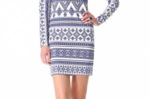 Pencey Long Sleeve Geo Dress