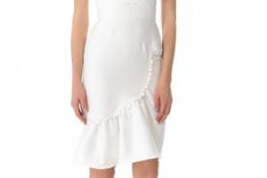 Peter Som Ruched Dress with Ruffled Skirt