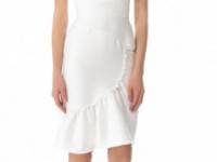 Peter Som Ruched Dress with Ruffled Skirt