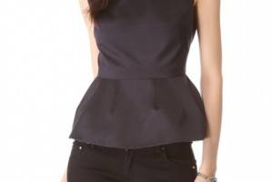 Pierre Balmain Satin Sleeveless Peplum Top