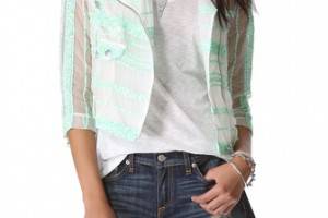 Rebecca Minkoff Sheer Tweed Wes Moto Jacket