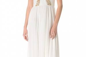 Rebecca Taylor Floral Beading Strapless Gown