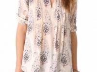 Rebecca Taylor Paisley Voile Pintuck Top