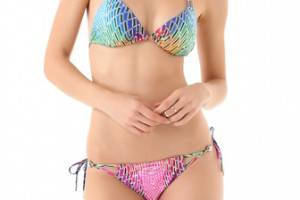 Red Carter Disco Ball Triangle Bikini Top