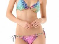 Red Carter Disco Ball Triangle Bikini Top