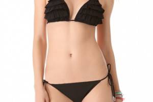 Red Carter Layer Cake Triangle Bikini Top