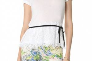 RED Valentino Jersey & Lace Peplum Tee