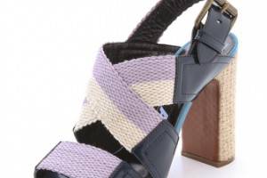 Rochas Canvas Woven Heel Sandals