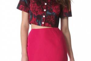 Rochas Cropped Silk Top