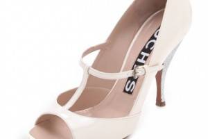 Rochas T Strap Patent Heels