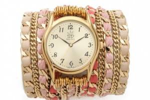 Sara Designs Leather Chain Wrap Watch