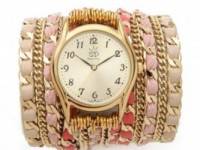 Sara Designs Leather Chain Wrap Watch