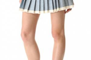 Sea Pleated Raw Finish Denim Skirt