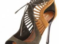 Sergio Rossi Tricolored Suede Naos Sandals