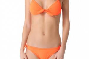 Shoshanna Neon Orange Halter Bikini Top