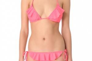 Shoshanna Neon Ruffle Triangle Bikini Top