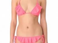 Shoshanna Neon Ruffle Triangle Bikini Top