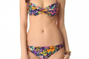 Shoshanna Watercolor Floral Bra Cup Halter Bikini Top