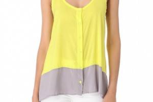 Splendid Colorblock Button Down Tank