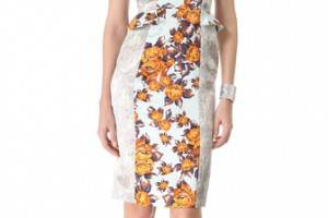 SUNO Fitted Side Peplum Dress