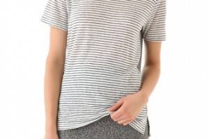T by Alexander Wang Linen Stripe Tee With Contrast Back