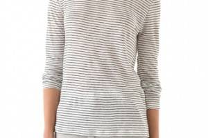 T by Alexander Wang Linen Stripe Tee with Long Sleeves